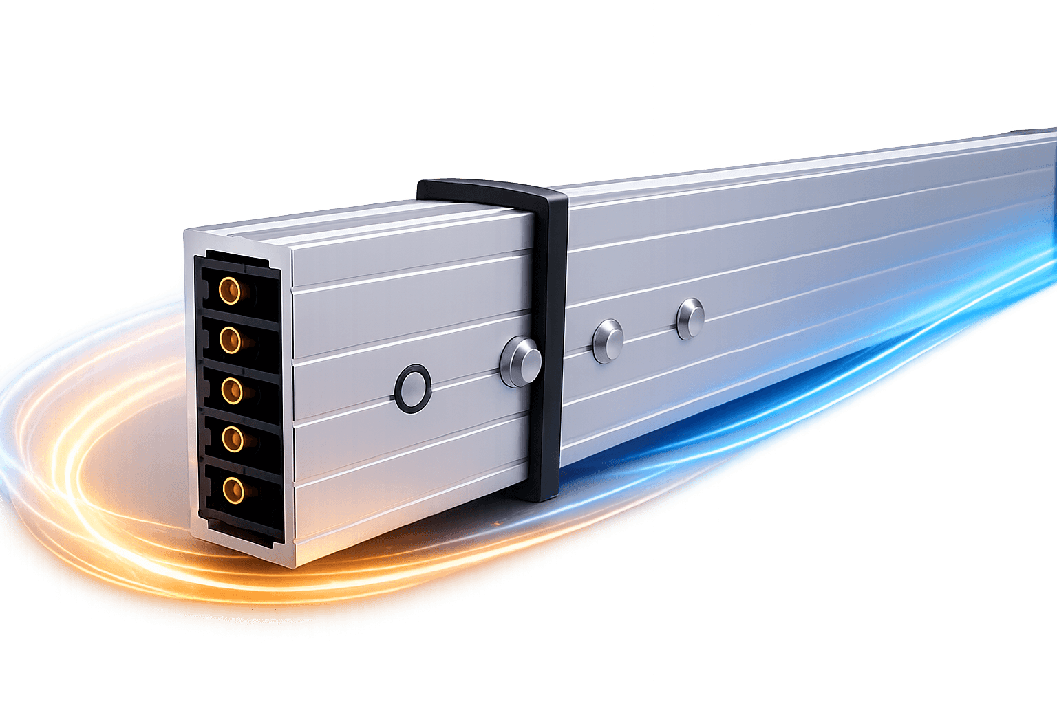 GNL lighting busbar with blue and orange energy trails