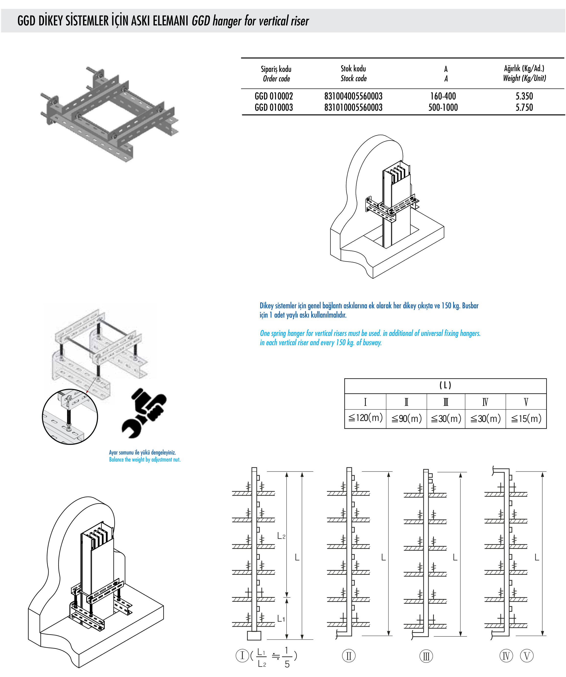 GGD vertical riser hanger technical drawing