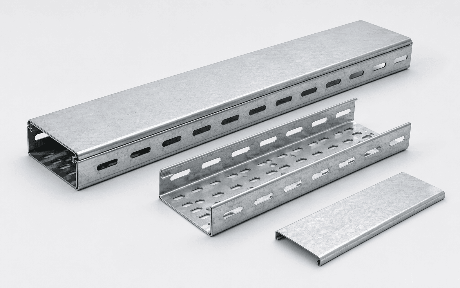 Gersan lighting-fixture-type cable tray with hexagonal junction and bend accessories, product photograph