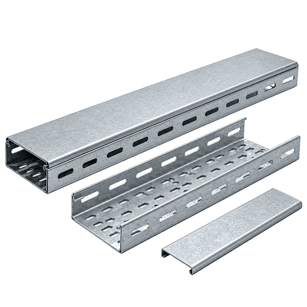 Gersan lighting-fixture-type cable tray with hexagonal junction and bend accessories, product photograph