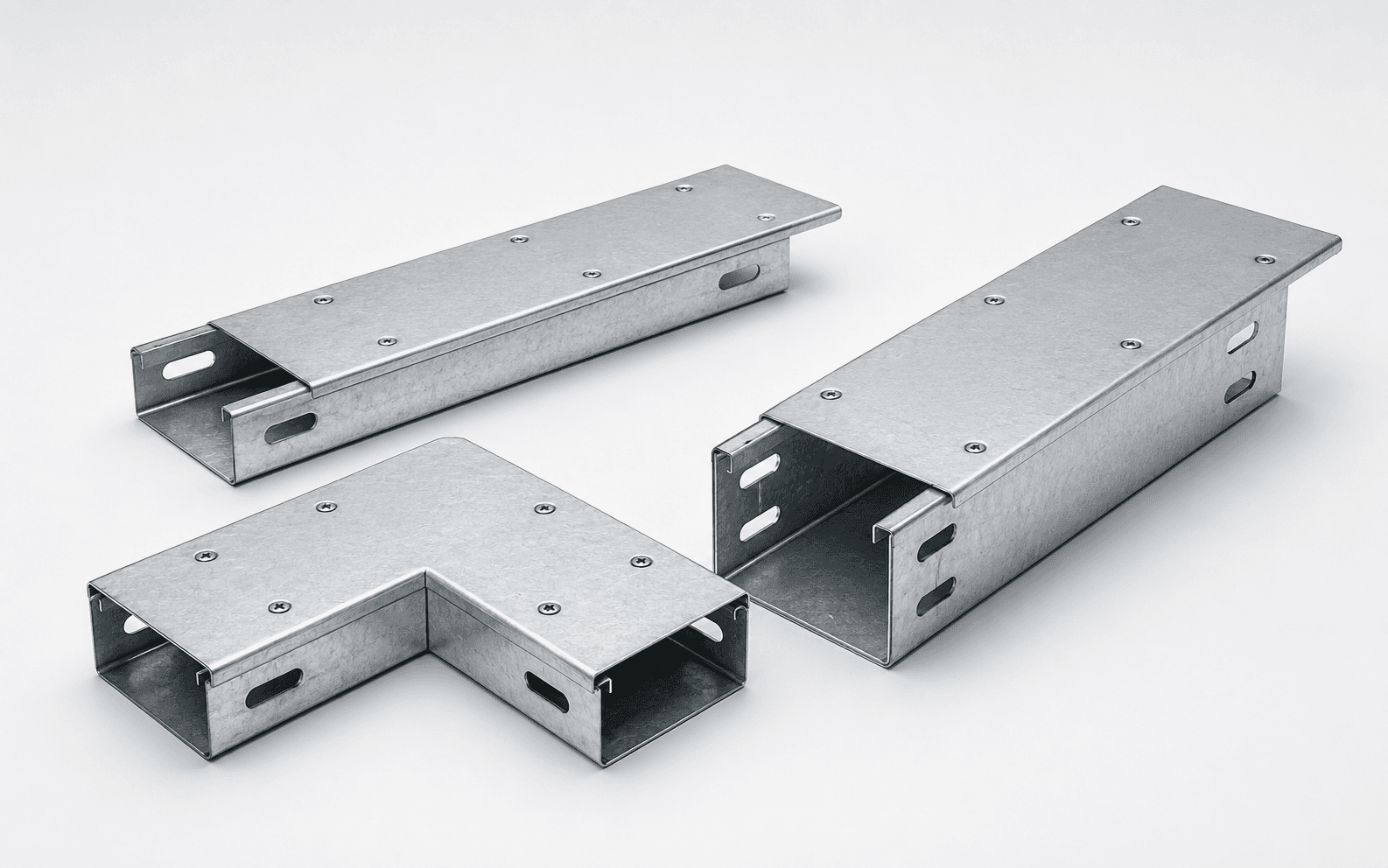 Gersan pregalvanized trunking system with corner and straight sections, product photograph