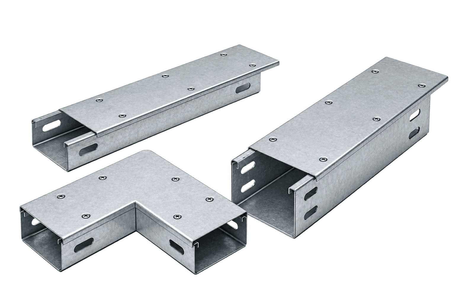 Gersan pregalvanized trunking system with corner and straight sections, product photograph