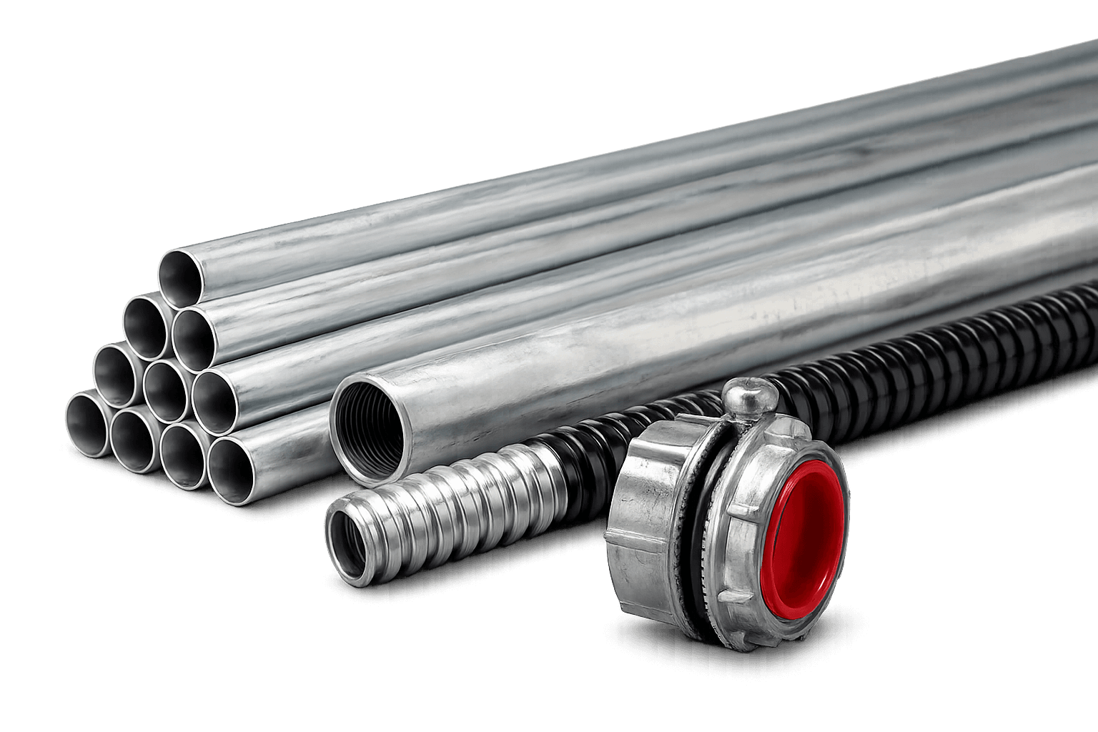 Gersan galvanized steel conduit, flexible conduit and fitting, product photograph