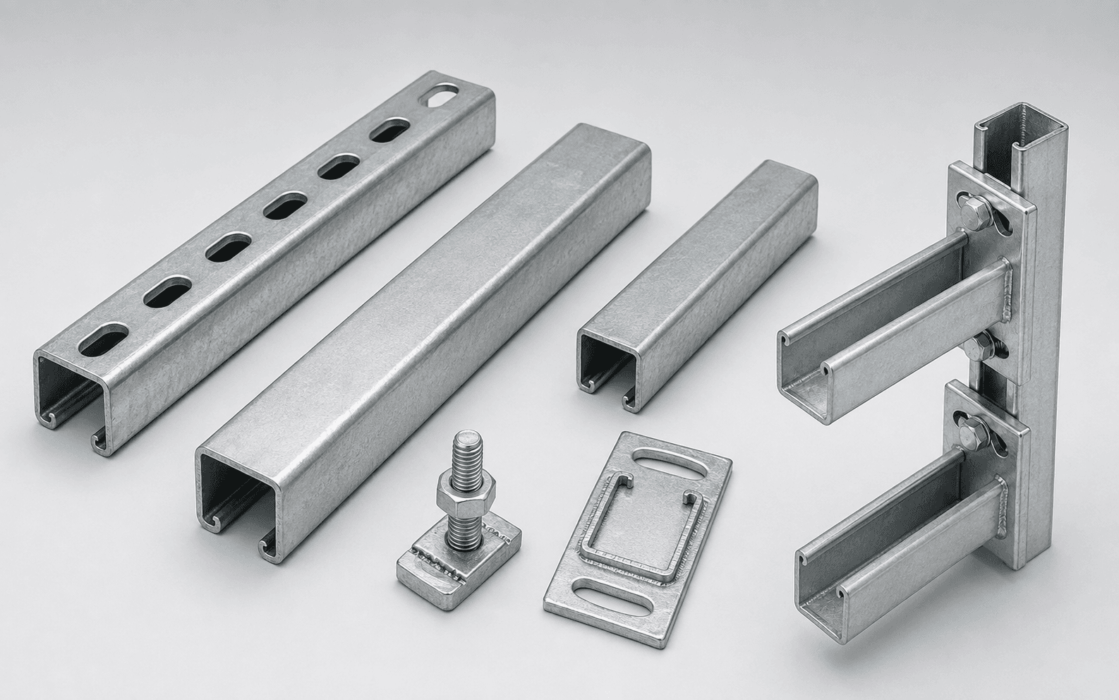 Gersan C profile support components — profiles, console bracket and fixing bolt