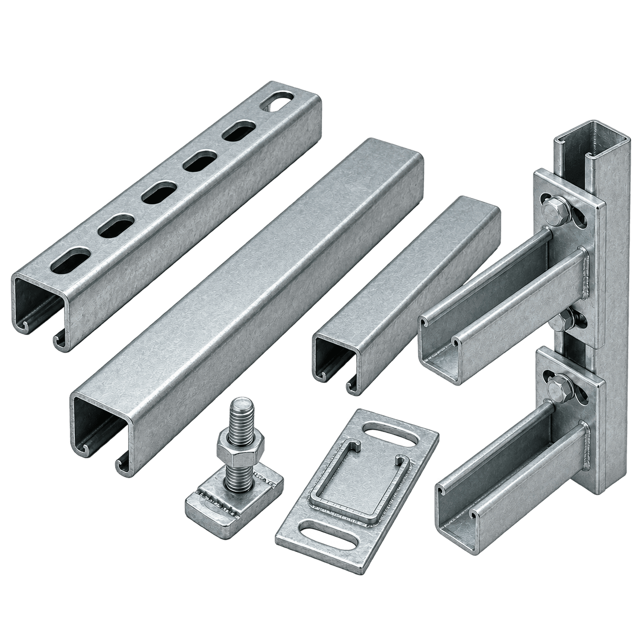 Gersan C profile support components — profiles, console bracket and fixing bolt