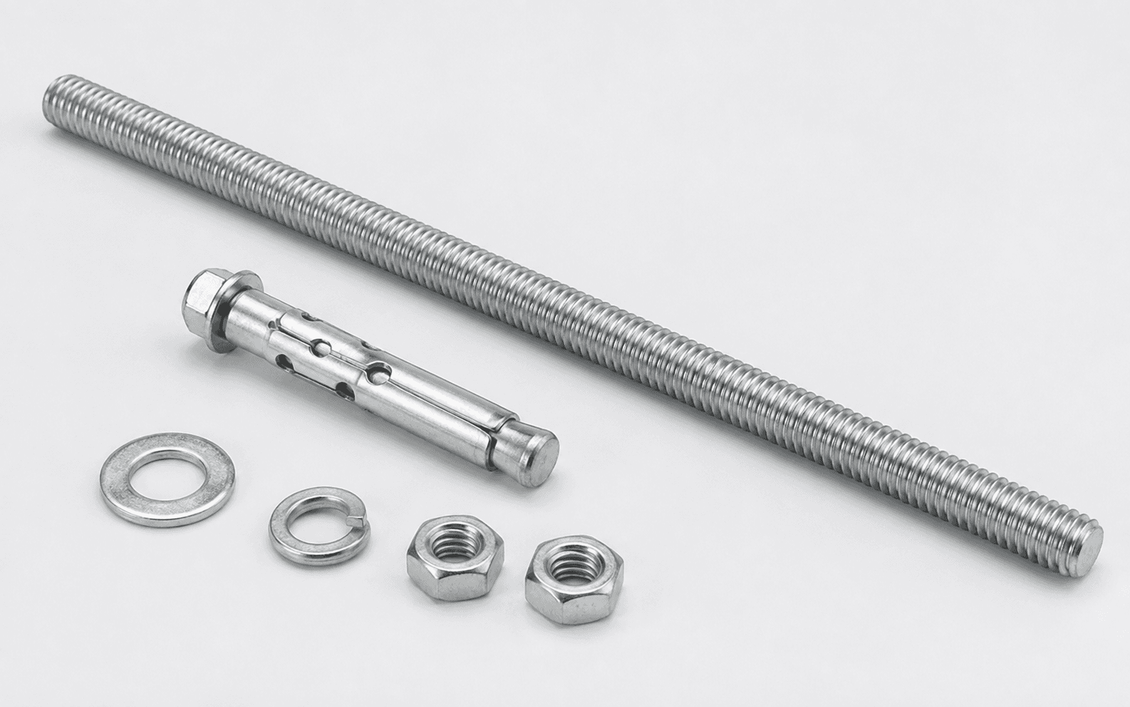 Gersan threaded rod, wedge anchor, washers and hex nuts fixing set