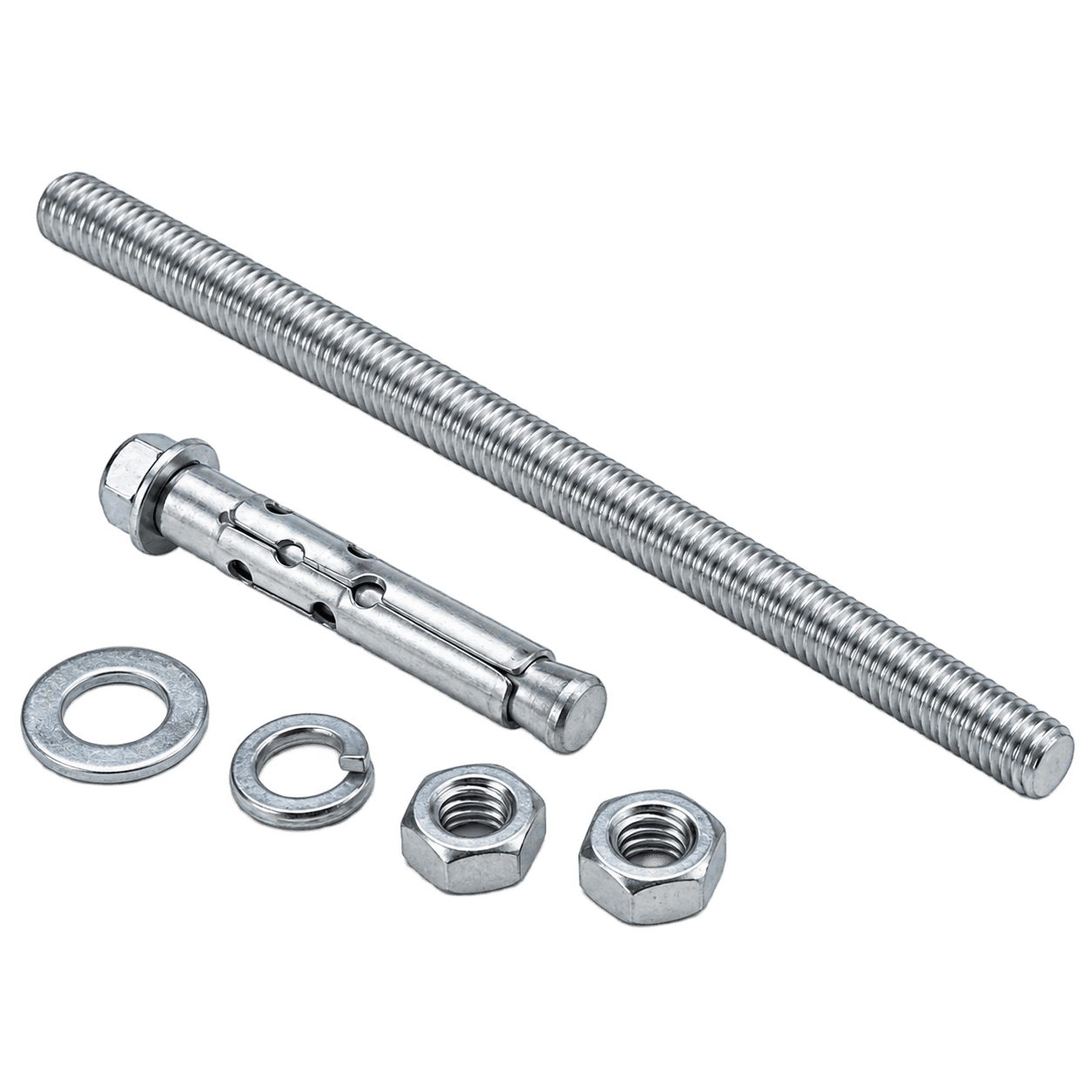 Gersan threaded rod, wedge anchor, washers and hex nuts fixing set