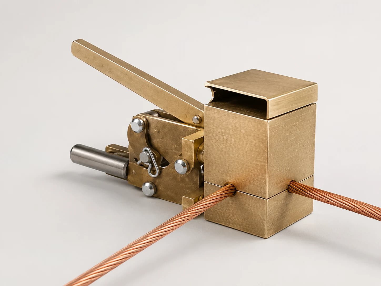 Exothermic welding connection being made on a copper conductor
