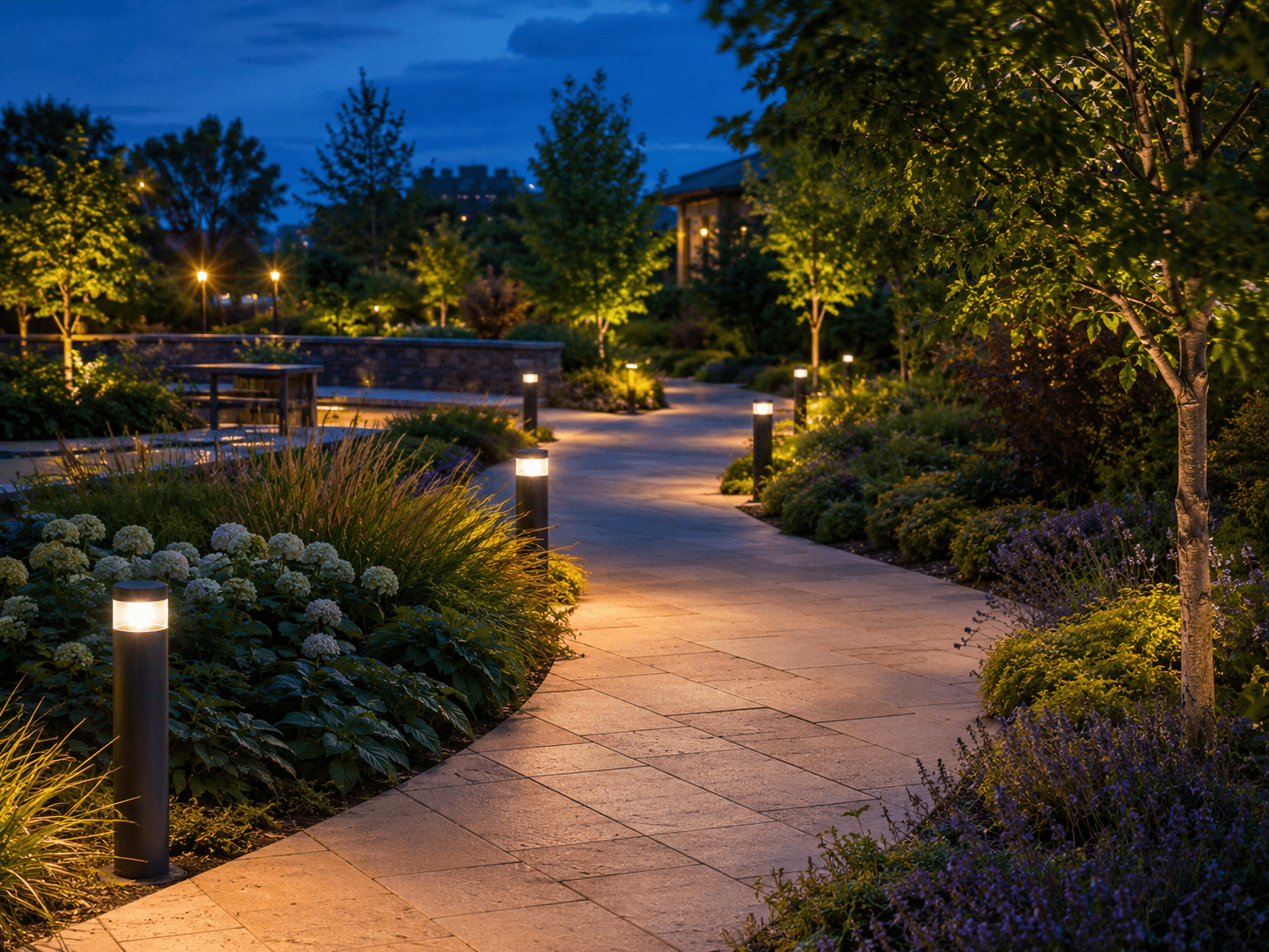 Catalogue decorative bollard lighting in a park or garden setting