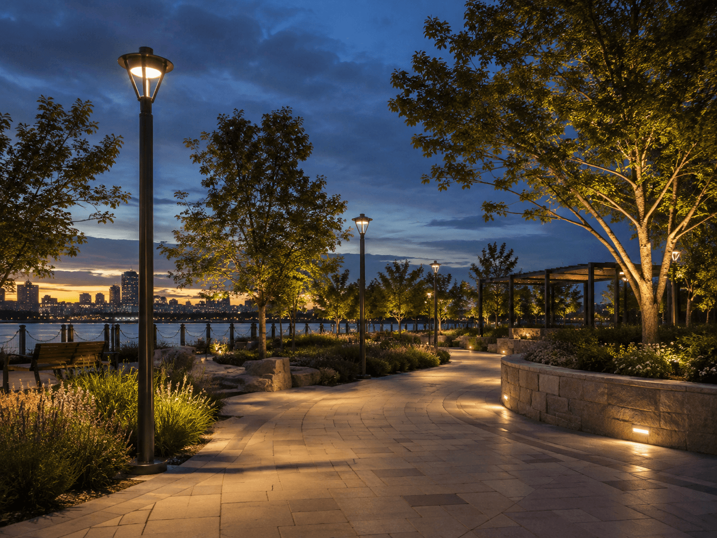 Catalogue decorative pole lighting in an outdoor public-space project