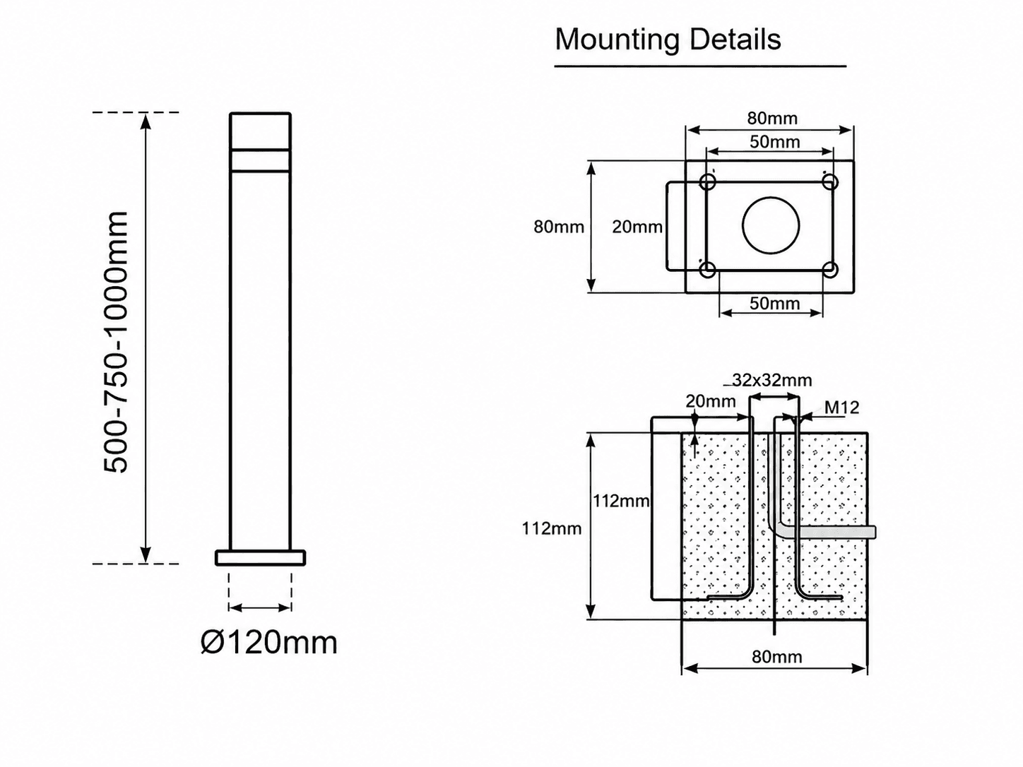 LDB-BON decorative bollard catalogue technical drawing