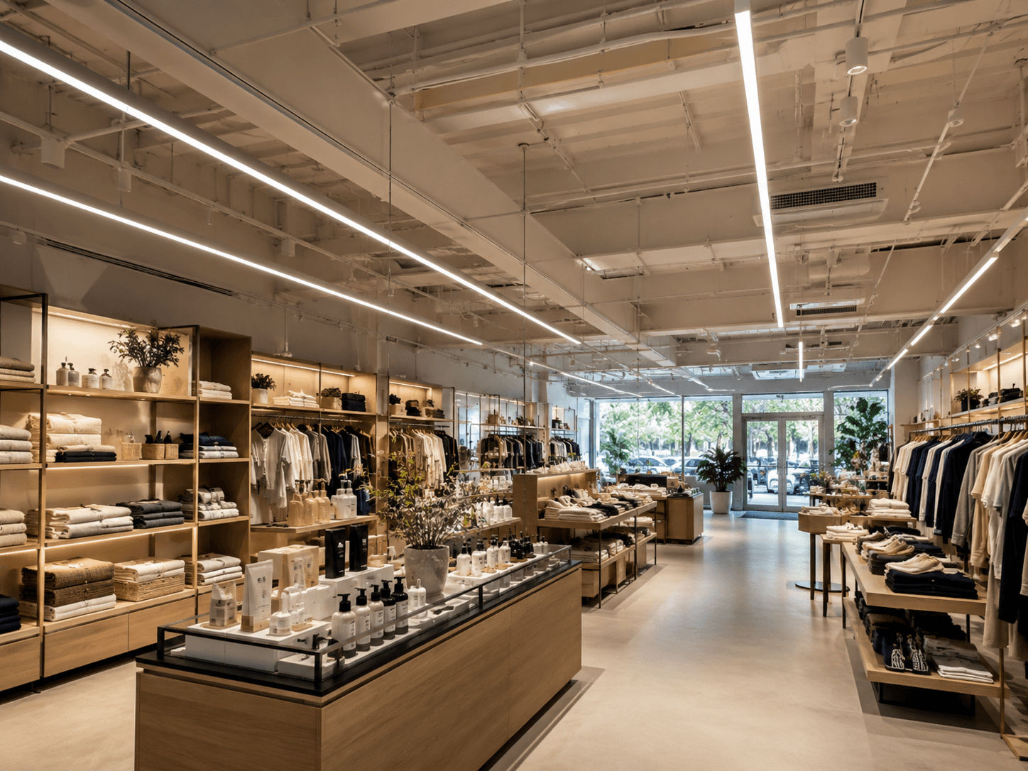Retail floor illuminated by LINNER linear lighting