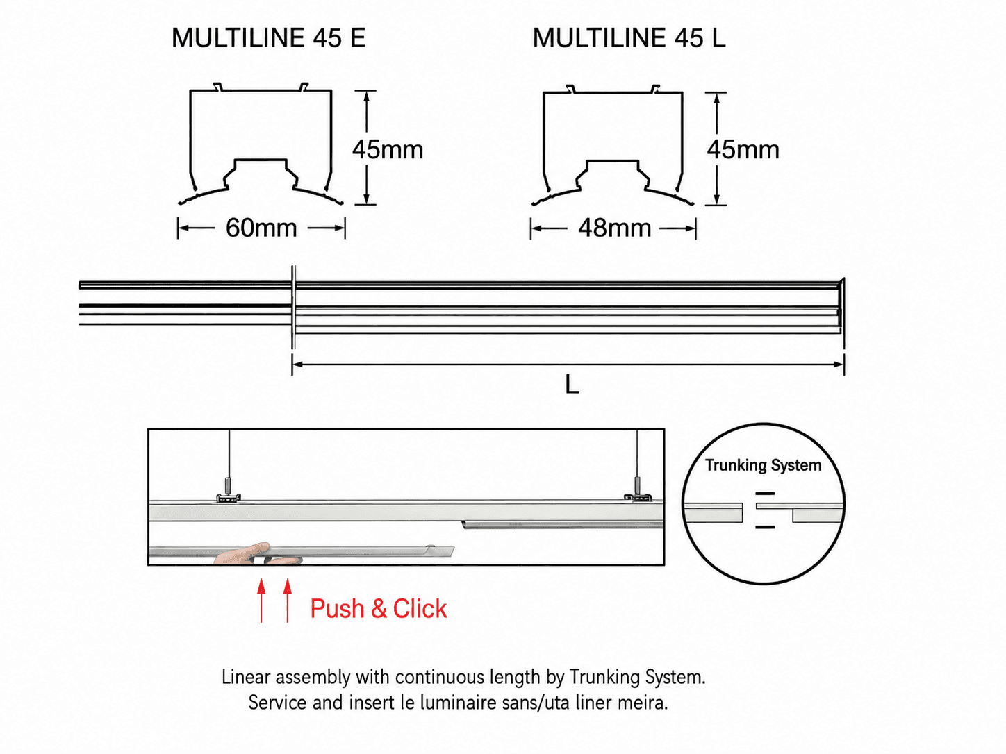 MULTILINE 45 technical drawing
