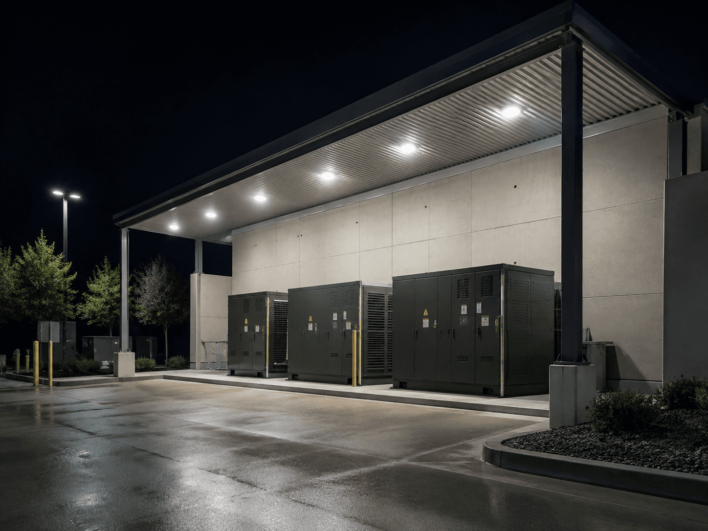 Covered infrastructure illuminated by LED-BUS LDB-KMX canopy lighting