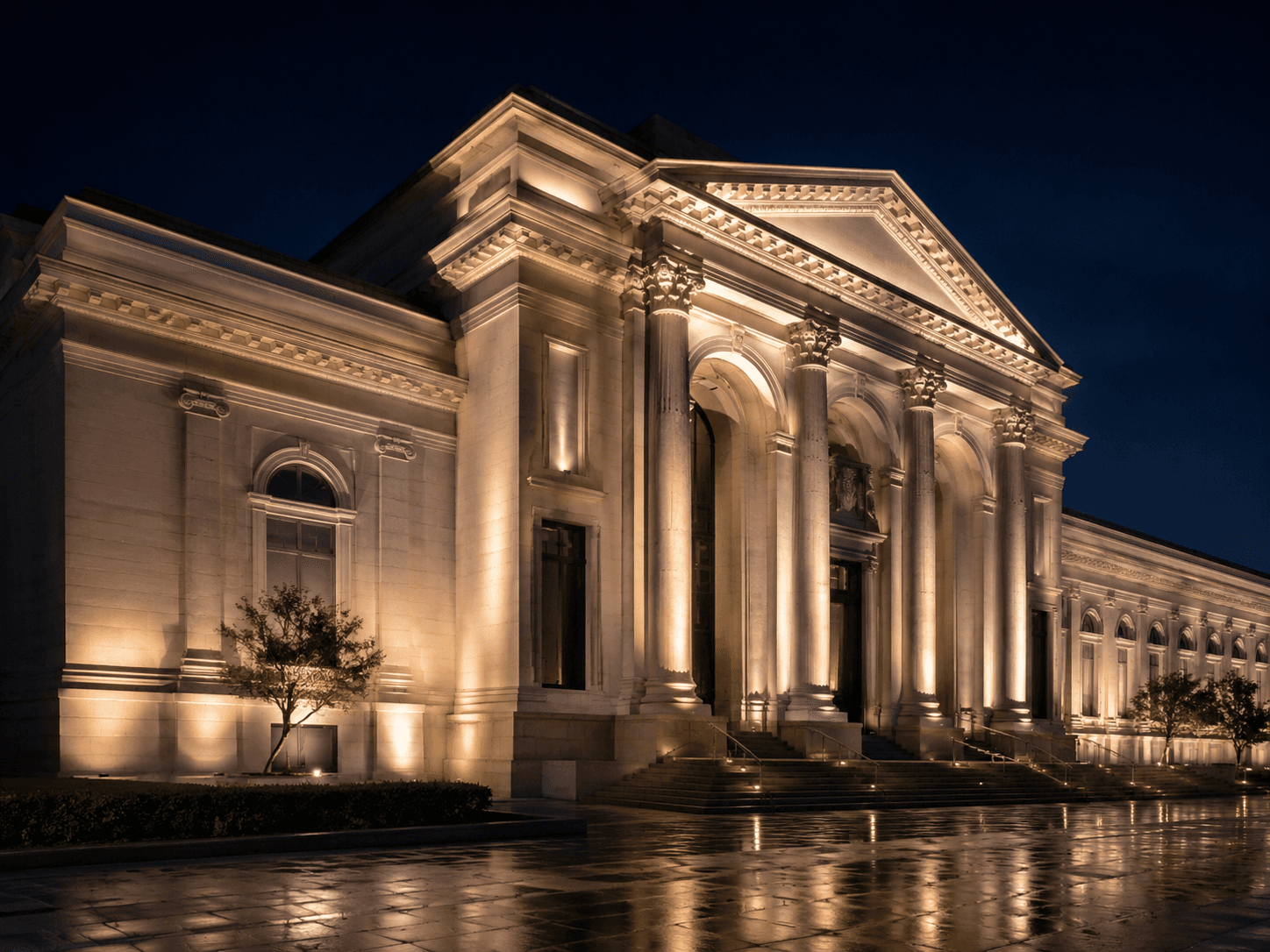 Museum building illuminated by GER-LED wall washers