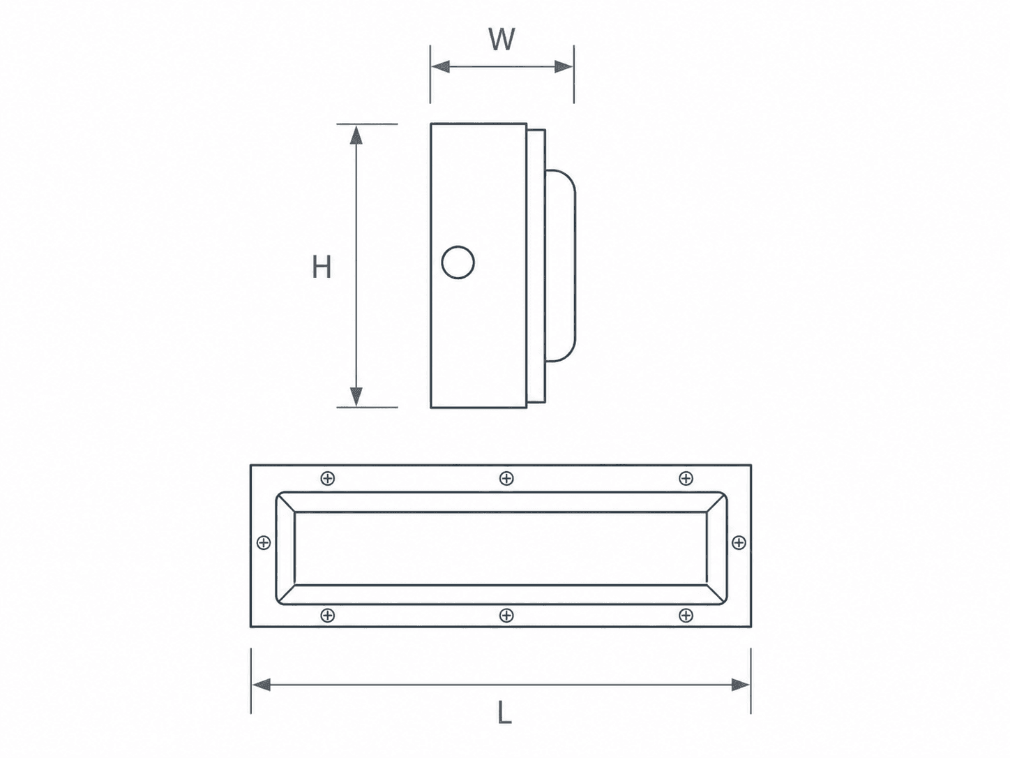 GSL-TUNEL technical drawing showing W / H / L fixture dimensions