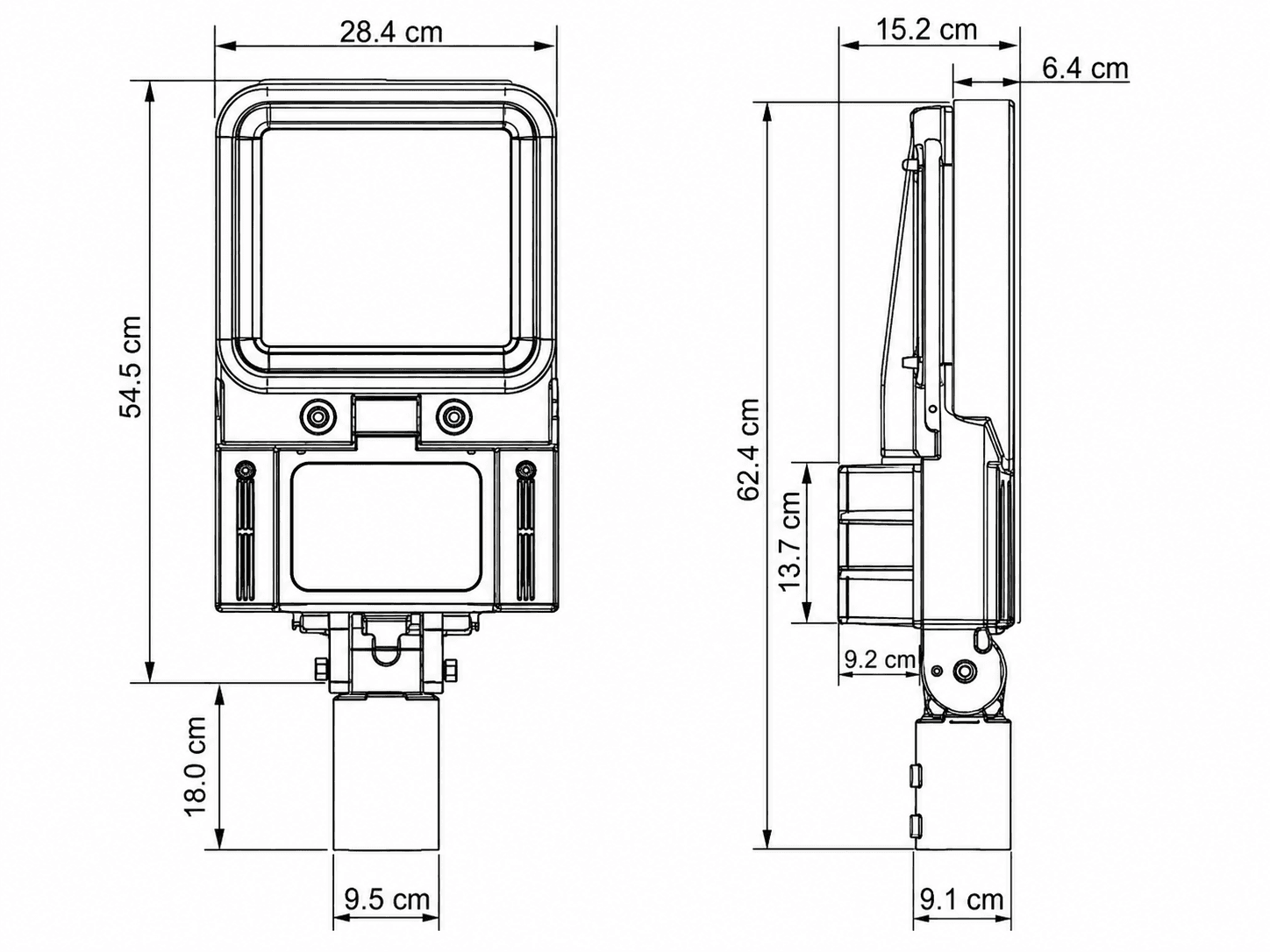 GER-LED street lighting technical dimensions drawing