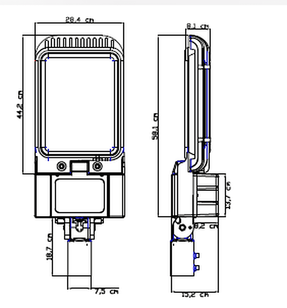GER-LED Smart Street Lighting catalogue technical dimensions drawing