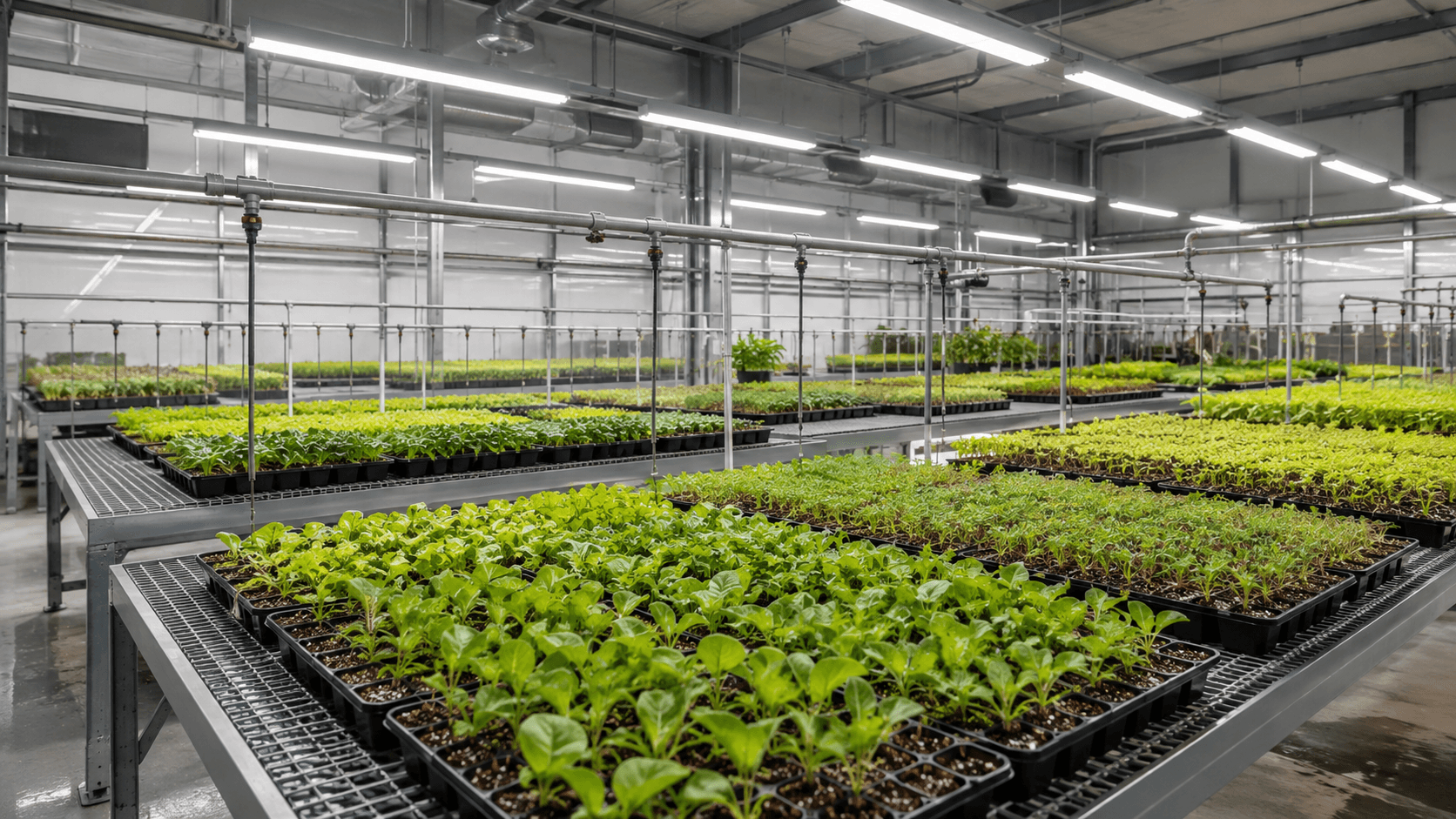 Seedling propagation area under SERA-LED lighting
