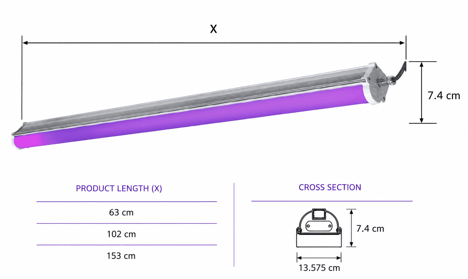 TEX-LED catalogue technical drawing