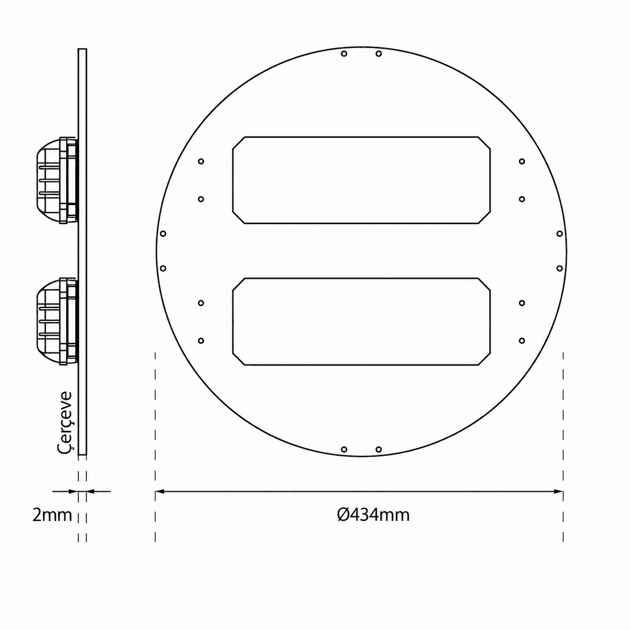 GER-LED High Ceiling Recessed Ceiling configuration technical drawing
