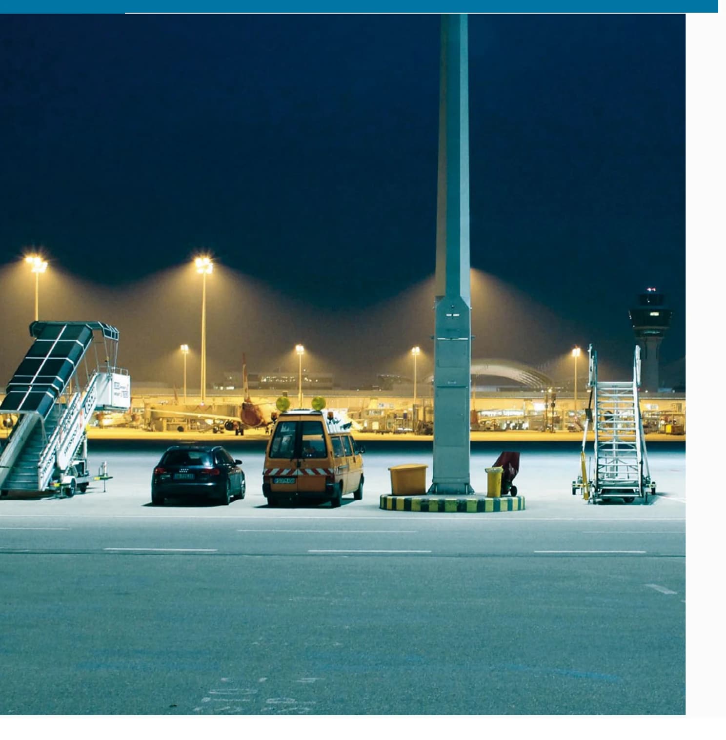 Airport apron illuminated by GER-LED projector lighting